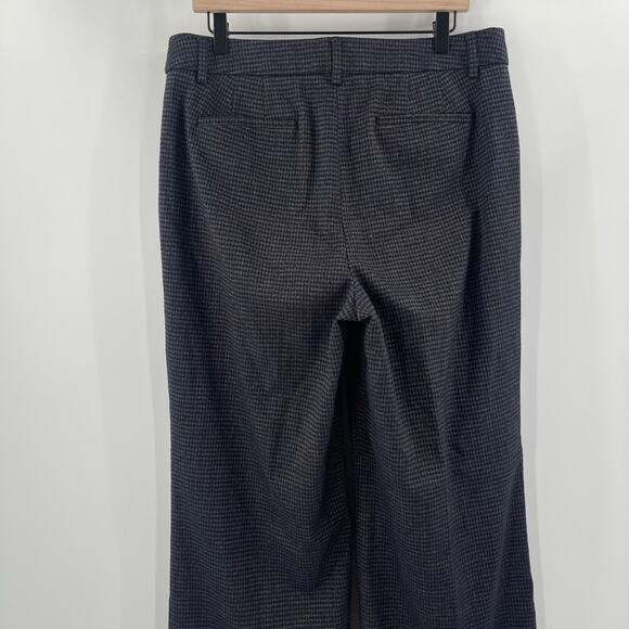 LOFT ANN TAYLOR Pants Size 12 High Waist Curvy Trouser Navy Houndstooth Stretch - Picture 9 of 15
